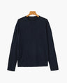 Men's Textured Crew-Neck Top with Long Straight Sleeves - Blue
