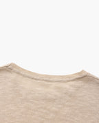 Men's Textured Crew-Neck Top with Long Straight Sleeves - Beige