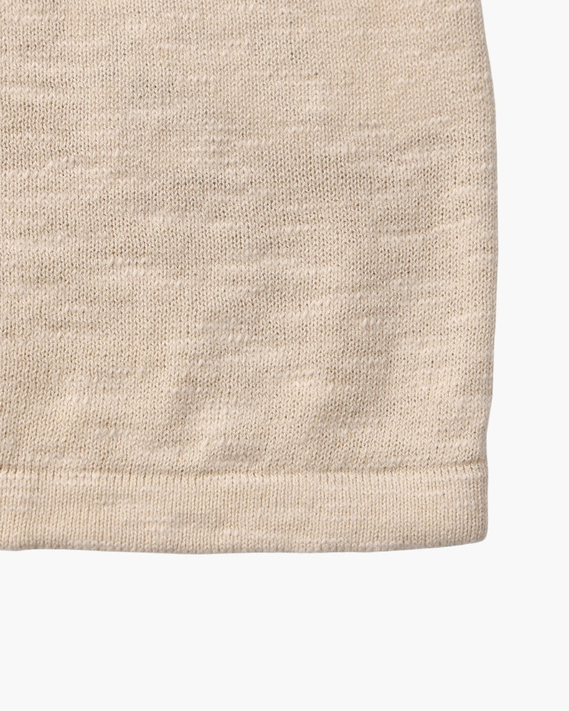Men's Textured Crew-Neck Top with Long Straight Sleeves - Beige