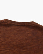 Men's Textured Crew-Neck Top with Long Straight Sleeves - Brown