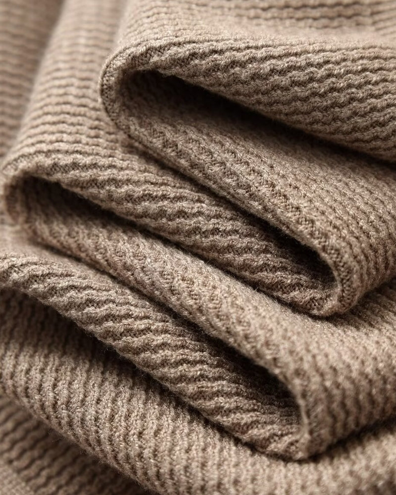 Men's Textured Open-Collar Jumper with Long Sleeves - shared