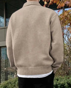 Men's Two-Button Collared Jumper with Dropped Sleeves - Beige