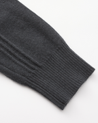 Men's Vertical-Rib Jumper with a Low Zip Neckline - Dark Grey