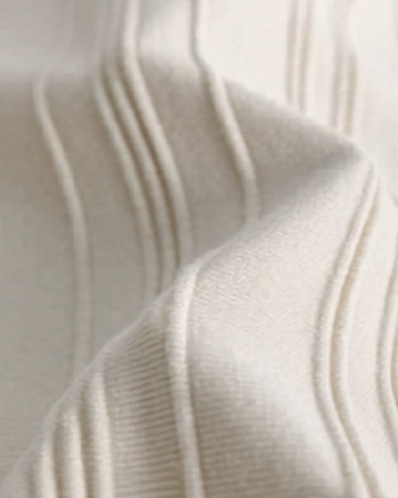 Men's Vertical-Rib Polo Shirt with a Short Zip - Beige