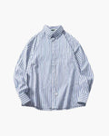 Men's Vertical-Stripe Shirt with a Single Chest Pocket - Light Blue