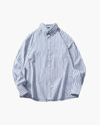 Men's Vertical-Stripe Shirt with a Single Chest Pocket - Light Blue