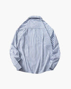 Men's Vertical-Stripe Shirt with a Single Chest Pocket - Light Blue