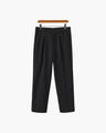 Men's Wide-Leg Pleated Trousers with Button Waist - Black