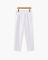 Men's Wide-Leg Pleated Trousers with Button Waist - White