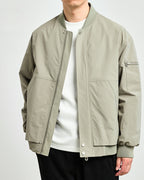 Men's Zip-Front Bomber Jacket with a Sleeve Pocket - Grey