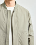Men's Zip-Front Bomber Jacket with a Sleeve Pocket - Grey