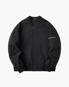 Men's Zip-Front Bomber Jacket with a Sleeve Pocket - Black