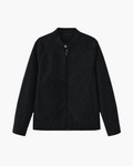 Men's Zip Jacket with a Press-Stud Standing Collar - Black
