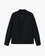 Men's Zip Jacket with a Press-Stud Standing Collar - Black