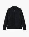 Men's Zip Jacket with a Press-Stud Standing Collar - Black