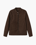 Men's Zip Jacket with a Press-Stud Standing Collar - Brown
