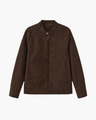 Men's Zip Jacket with a Press-Stud Standing Collar - Brown