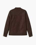 Men's Zip Jacket with a Press-Stud Standing Collar - Brown