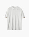 Men's Zip-Neck Polo Shirt with Contrast Sleeve Trim - White