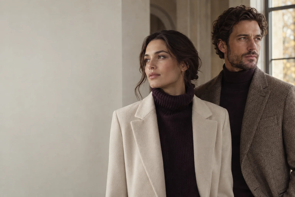 Two models in understated autumn clothing