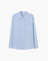 Women's Button-Front Shirt with a Single Chest Pocket - Blue