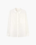 Women's Button-Front Shirt with a Single Chest Pocket - White