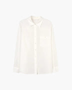 Women's Button-Front Shirt with a Single Chest Pocket - White