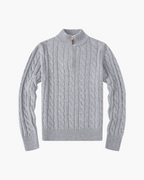 Women's Cable-Knit Half-Zip Jumper with Ribbed Hem - Grey