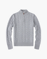 Women's Cable-Knit Half-Zip Jumper with Ribbed Hem - Grey