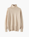 Women's High-Neck Jumper with Dropped Shoulders - Beige