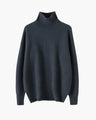 Women's High-Neck Jumper with Dropped Shoulders - Navy