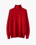 Women's High-Neck Jumper with Dropped Shoulders - Red