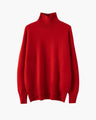 Women's High-Neck Jumper with Dropped Shoulders - Red