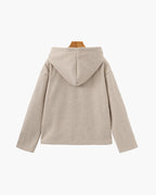 Women's Hooded Zip Jacket with Dropped Shoulders - Beige
