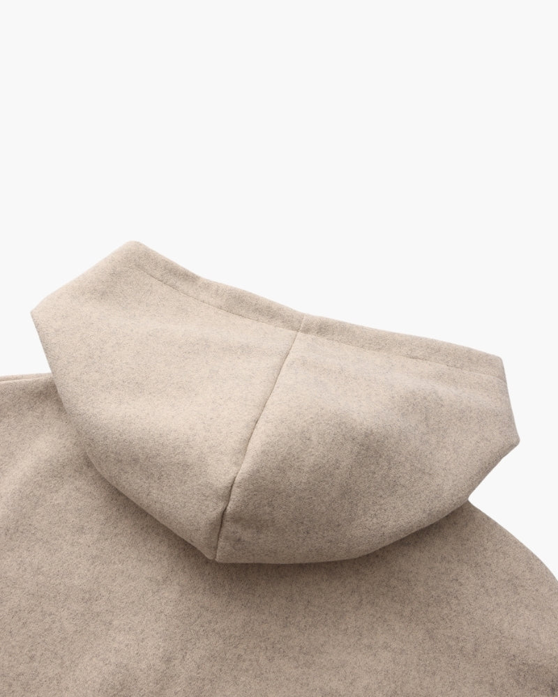 Women's Hooded Zip Jacket with Dropped Shoulders - Beige