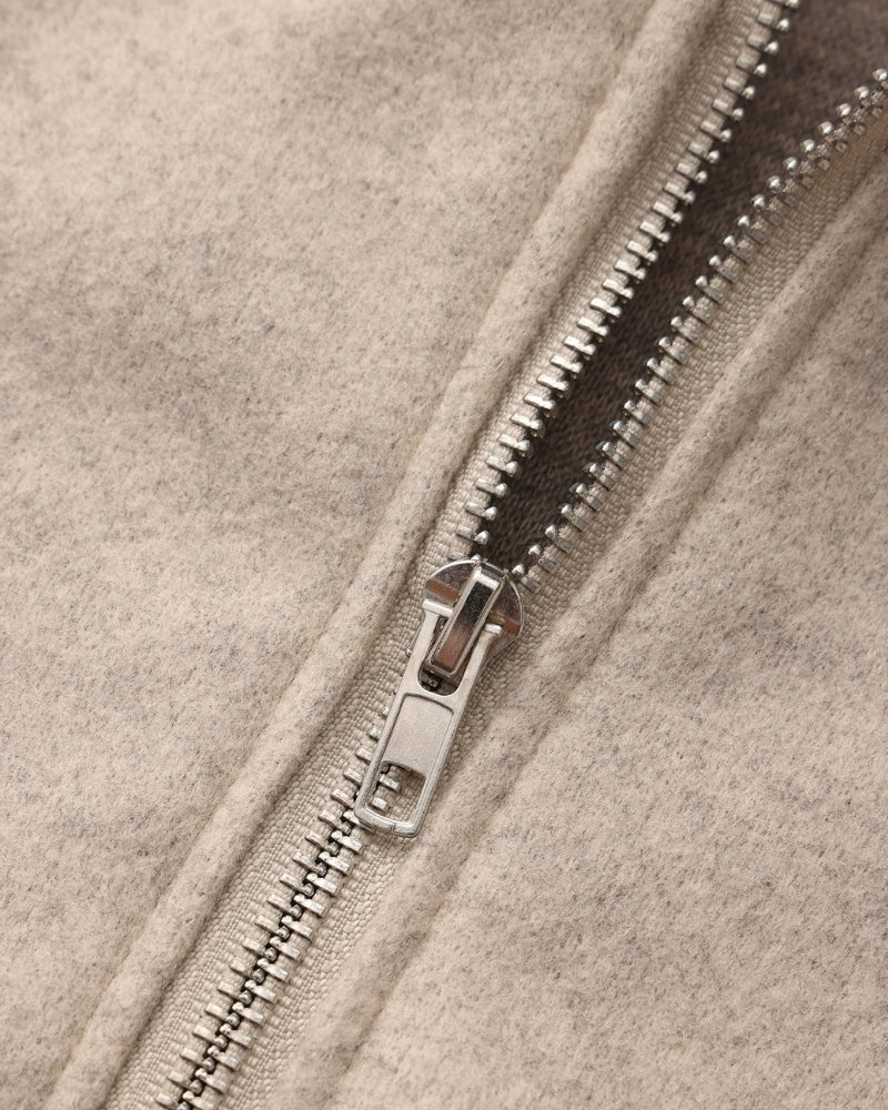 Women's Hooded Zip Jacket with Dropped Shoulders - Beige