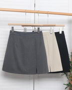 Women's Plain Mini Skirt with a Small Front Slit - shared