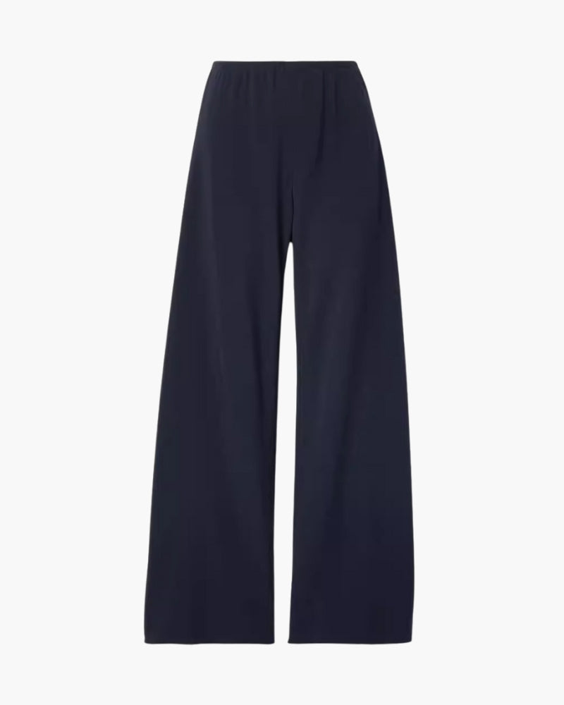 Women's Wide-Leg Trousers with a Gathered Waist - Black